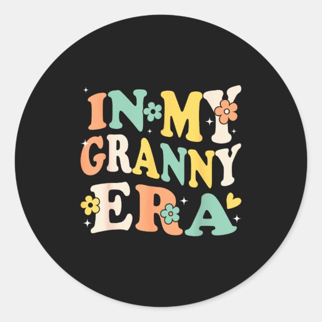 In My Granny Era Funny Sarcastic Groovy Retro Moth Classic Round Sticker (Front)