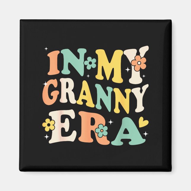 In My Granny Era Funny Sarcastic Groovy Retro Moth Magnet (Front)