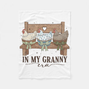 In My Granny Era Retro Farmhouse Chicken Wooden He Fleece Blanket