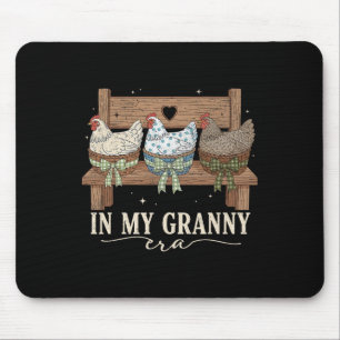 In My Granny Era Retro Farmhouse Chicken Wooden He Mouse Pad