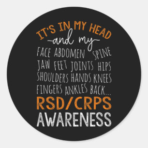 In My Head And My Body Warrior Rsd Crps Awareness Classic Round Sticker