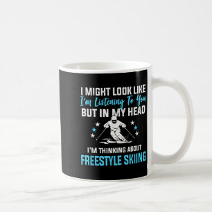 In my head freestyle skiing funny listening quote coffee mug