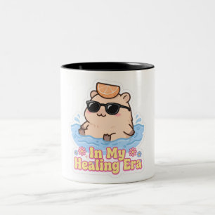 In My Healing Era Funny Capybara Two-Tone Coffee Mug