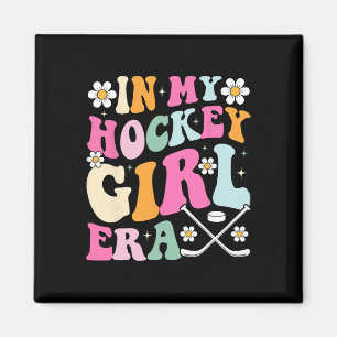 In My Hockey Girl Era Vintage Game Day Groovy Hock Magnet