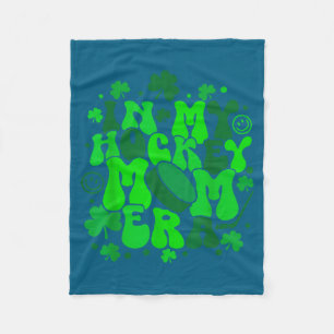 In My Hockey Mom Era St Patrick's Day Irish Shamro Fleece Blanket