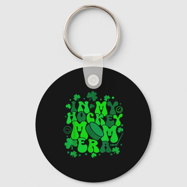In My Hockey Mom Era St Patrick's Day Irish Shamro Key Ring (Front)