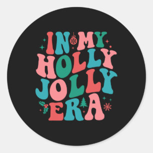In My Holly Xmas Jolly Para Era Retro Christmas Jo Classic Round Sticker