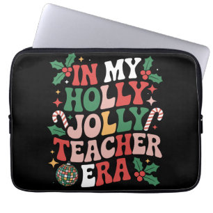 In My Holly Xmas Jolly Teacher Era Teacher Vibes  Laptop Sleeve