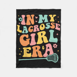 In My Lacrosse Girl Era Groovy Cute Lacrosse Girl Fleece Blanket