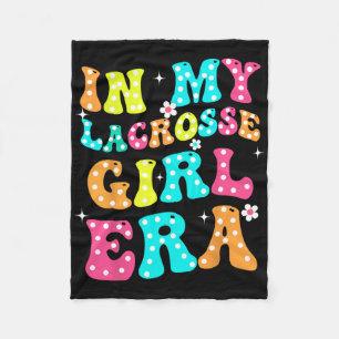 In My Lacrosse Girl Era Groovy Retro Funny 2 Fleece Blanket
