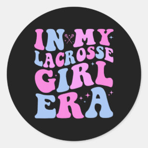 In My Lacrosse Girl Era Groovy Retro Funny 3 Classic Round Sticker