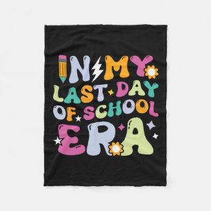 In My Last Day Of School Era Kids Groovy Teachers Fleece Blanket