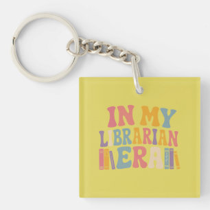 In My Librarian Era Retro Groovy Book Lover Key Ring