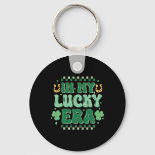 In My Lucky Era Groovy St Patricks Day Shamrock Lu Key Ring