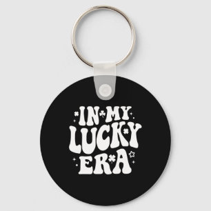 In My Lucky Era Groovy St Patricks Day Shamrock Lu Key Ring
