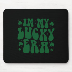 In My Lucky Era Groovy St Patricks Day Shamrock Lu Mouse Pad