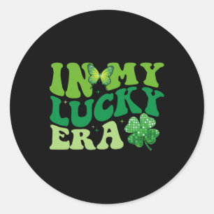 In My Lucky Era St Patricks Day Retro Groovy Disco Classic Round Sticker