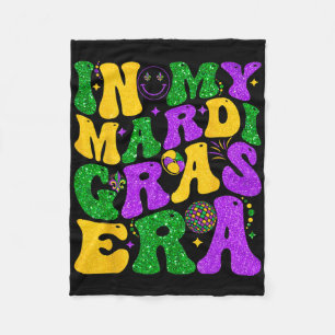 In My Mardi Gras Era Festival Retro Shirt Carnival Fleece Blanket