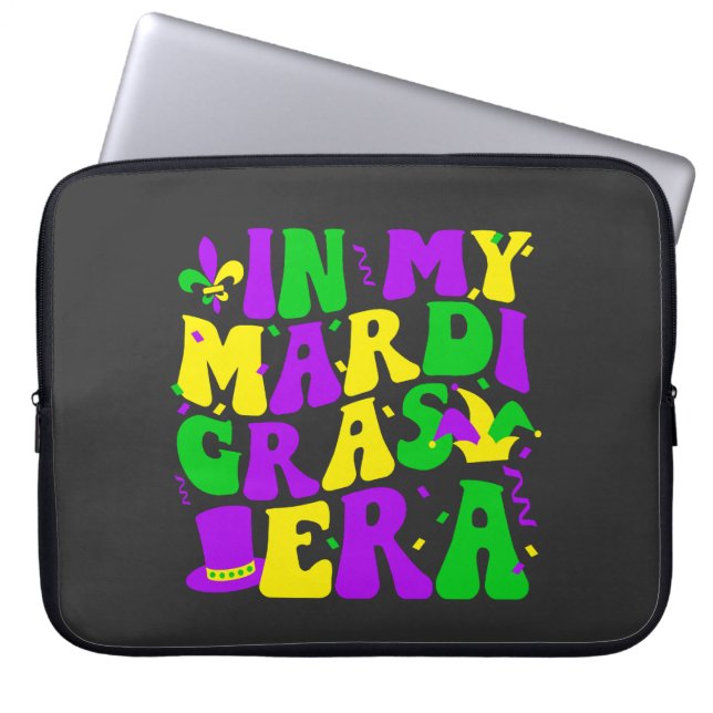 In My Mardi Gras Era Funny Festival Retro Carnival Laptop Sleeve (Front)