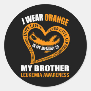 In My Memory Of My Brother Leukaemia Awareness Classic Round Sticker