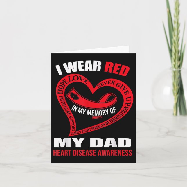 In My Memory Of My Dad Heart Disease Awareness  Card (Front)