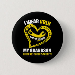 In My Memory Of My Grandson Childhood Cancer Aware 6 Cm Round Badge