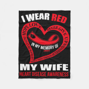 In My Memory Of My Wife Heart Disease Awareness Fleece Blanket