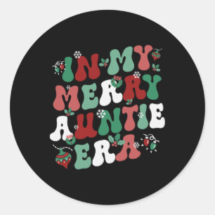 In My Merry Auntie Era Christmas Decor Pjm Pajama Classic Round Sticker