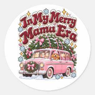 In My Merry Mama Era Christmas Pink Car Custom Classic Round Sticker