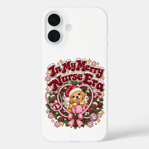 In My Merry Nurse Era Christmas Custom Coffee iPhone 16 Case