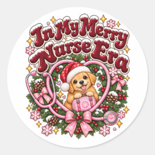 In My Merry Nurse Era Christmas Custom Coffee  Classic Round Sticker