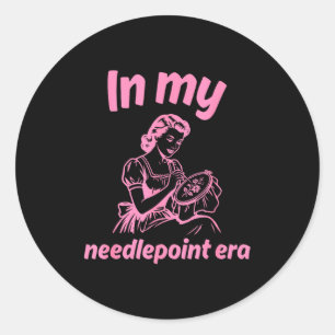 In my needlepoint era funny design classic round sticker
