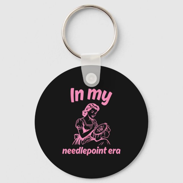 In my needlepoint era funny design  key ring (Front)