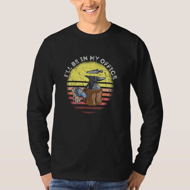 In My Office Blacksmith Retro Sunset Forge Tools F T-Shirt (Front)