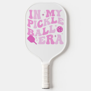 In My Pickleball Era Pink Groovy Lettering Paddle