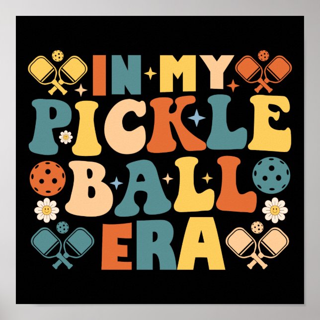 In My Pickleball Era Retro Groovy Poster (Front)