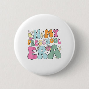 In My Preschool Era Cute Groovy Back To School Tea 6 Cm Round Badge