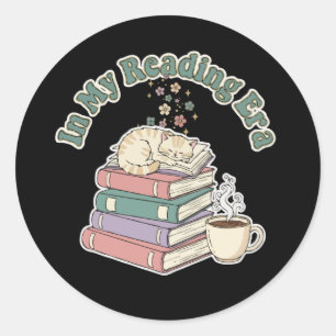  In My Reading Era Cute Cat Cosy Book Lover Aesthe Classic Round Sticker