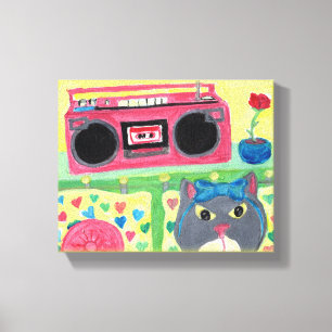 In My Room Eighties Cat Canvas Print