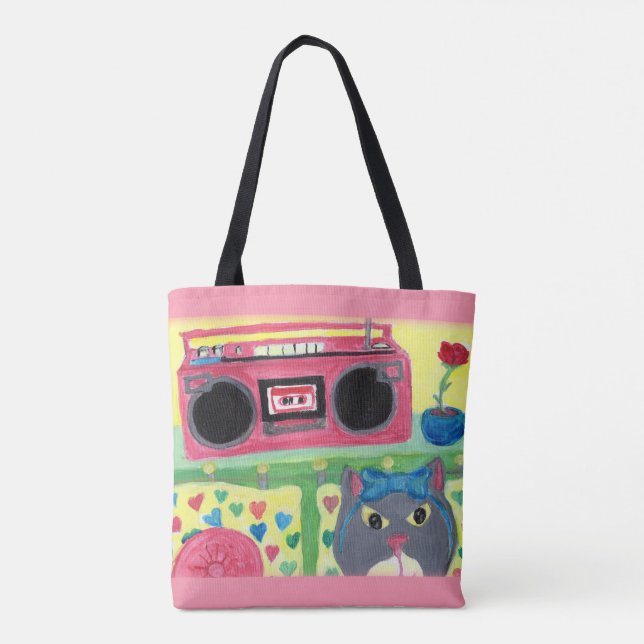In My Room Retro Cat Painting Retro Folk Art Tote Bag (Back)