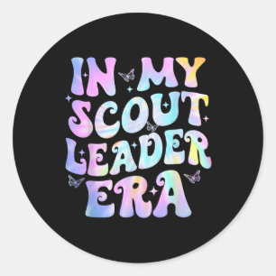 In My Scoutt Leader Era Groovy Retro Troop Scoutin Classic Round Sticker