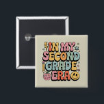 In My Second Grade Era 2nd Grade Teacher Back  15 Cm Square Badge<br><div class="desc">In My Second Grade Era 2nd Grade Teacher Back to School</div>