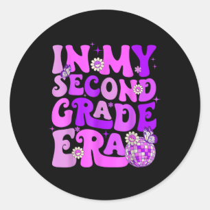 In My Second Grade Era Back To School Retro Groovy Classic Round Sticker