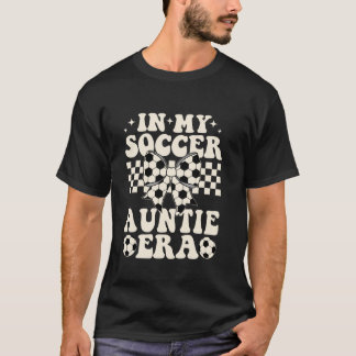 In My Soccer Auntie Era Groovy Sports Coquette Bow T-Shirt