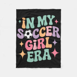 In My Soccer Girl Era Groovy Tee Footll Girls Play Fleece Blanket