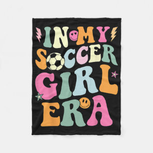In My Soccer Girl Era Retro Groovy Soccer Girl _4 Fleece Blanket