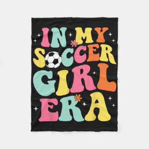 In My Soccer Girl Era Retro Groovy Soccer Girl Fleece Blanket