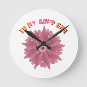 In My Soft Era   Y2K Aesthetic Pink Flower Art Round Clock