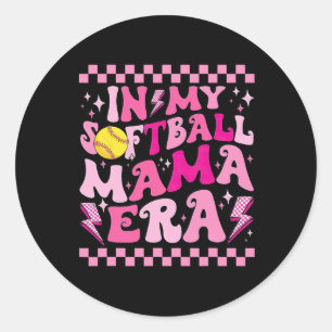 In My Softball Mama Era Funny Halloween Family Mat Classic Round Sticker