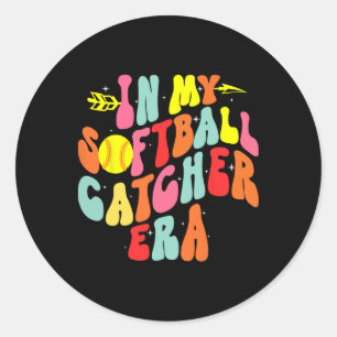 In My Softll Catcher Era Groovy Softll Player Game Classic Round Sticker